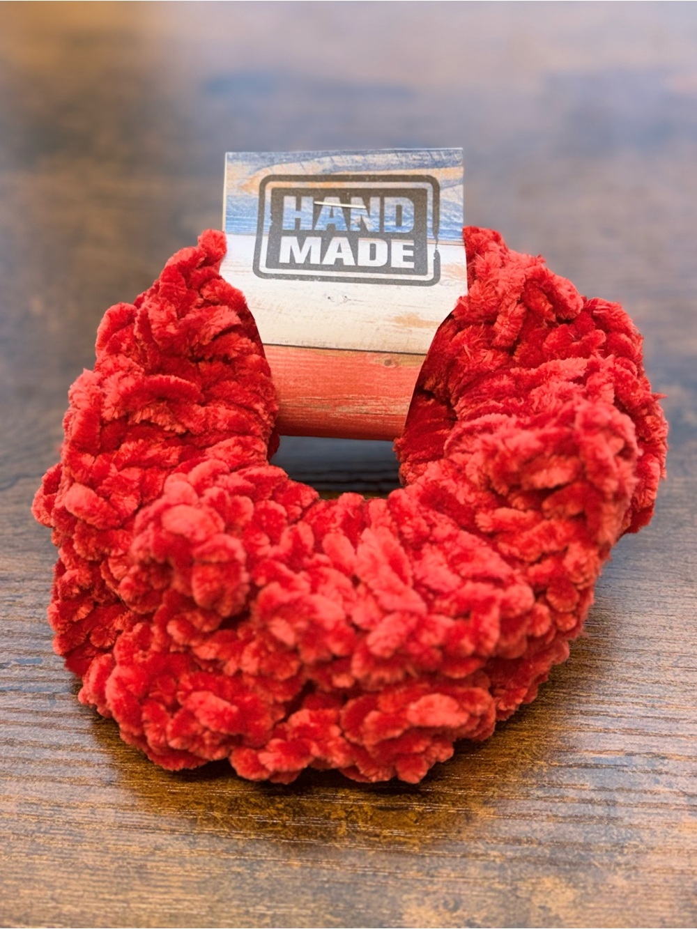 Handmade Plush Red Scrunchie Set - Women's Hair Accessory
